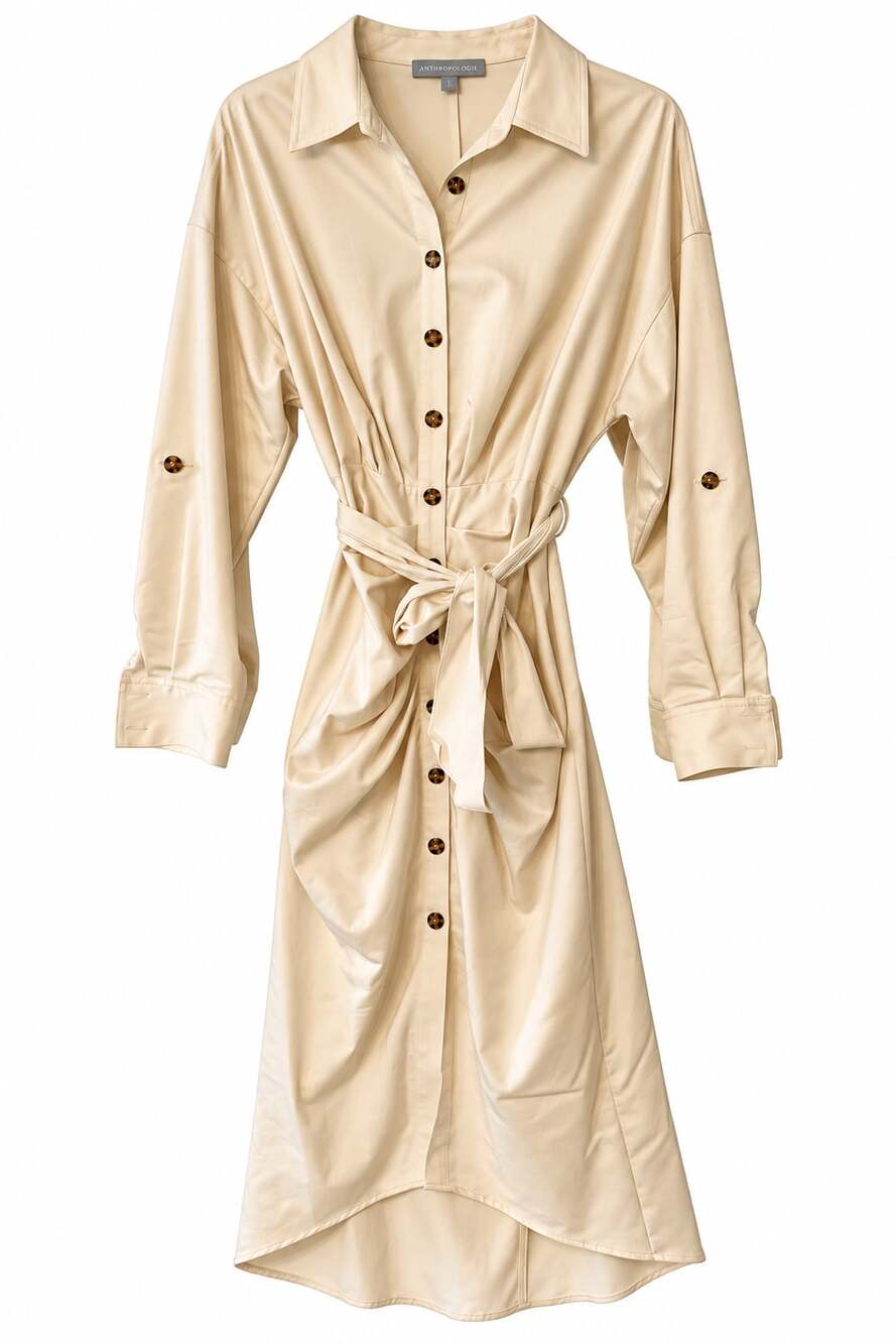 Antonio Melani Shirtdress Size 4 Cream Belted Midi